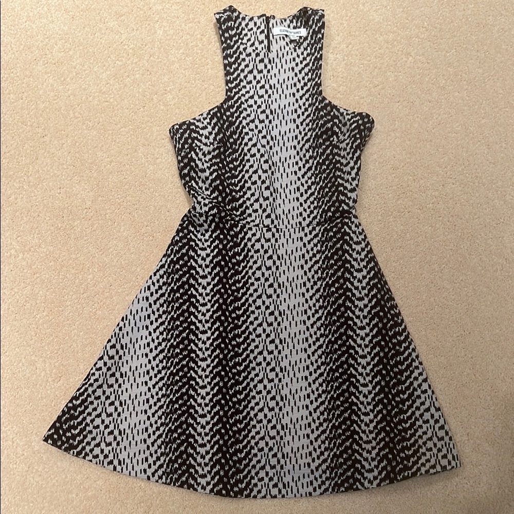 Elizabeth and James Black and White Halter Mini Dress